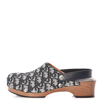 Christian Dior Canvas Oblique Diorquake 20mm Slingback Clogs 38 Deep Blue 1 of 8