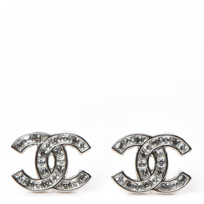 Chanel Baguette Crystal CC Earrings Silver 1 of 6