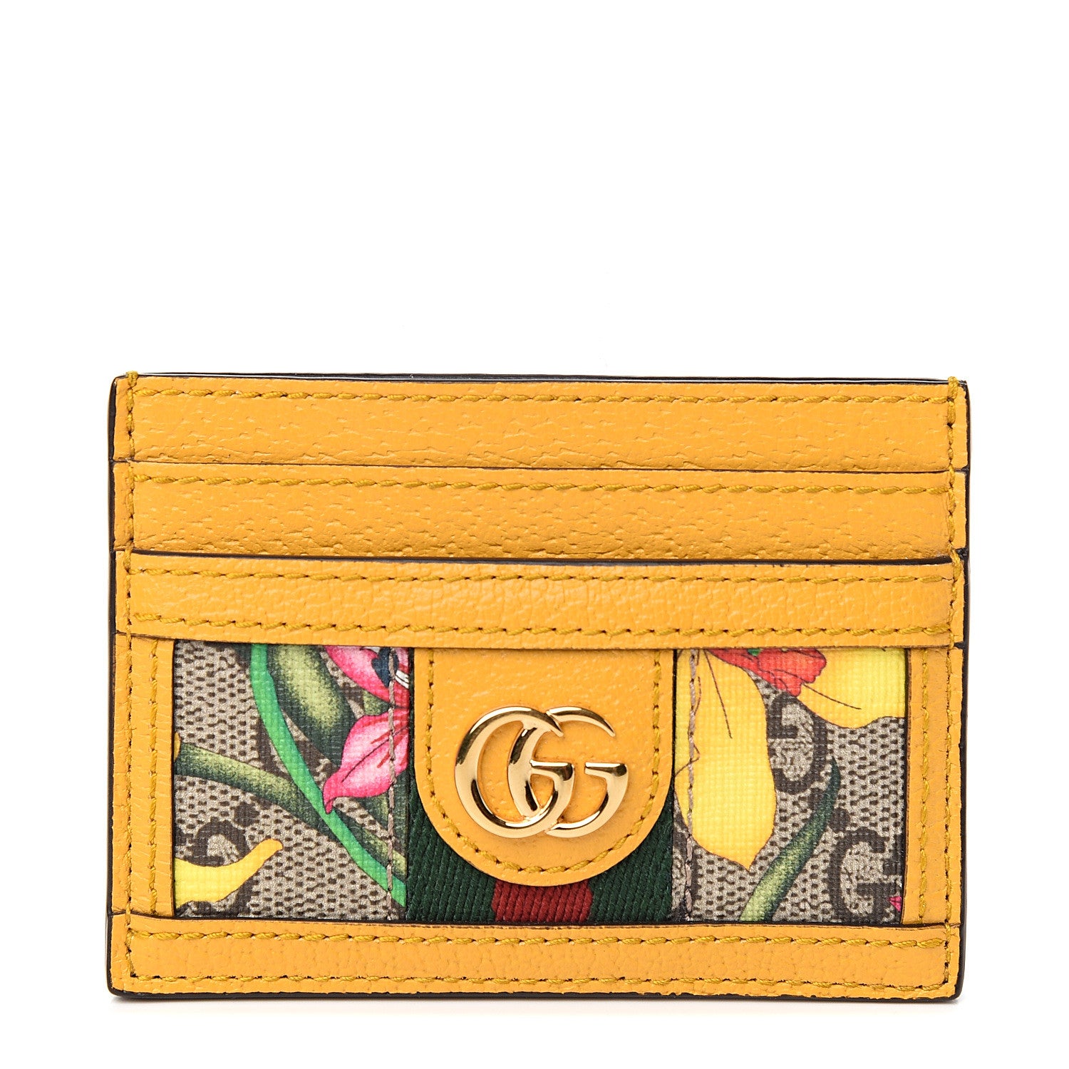 Gucci GG Supreme Monogram Flora Web Ophidia Card Holder Beige Multicolor Crop 1 of 6