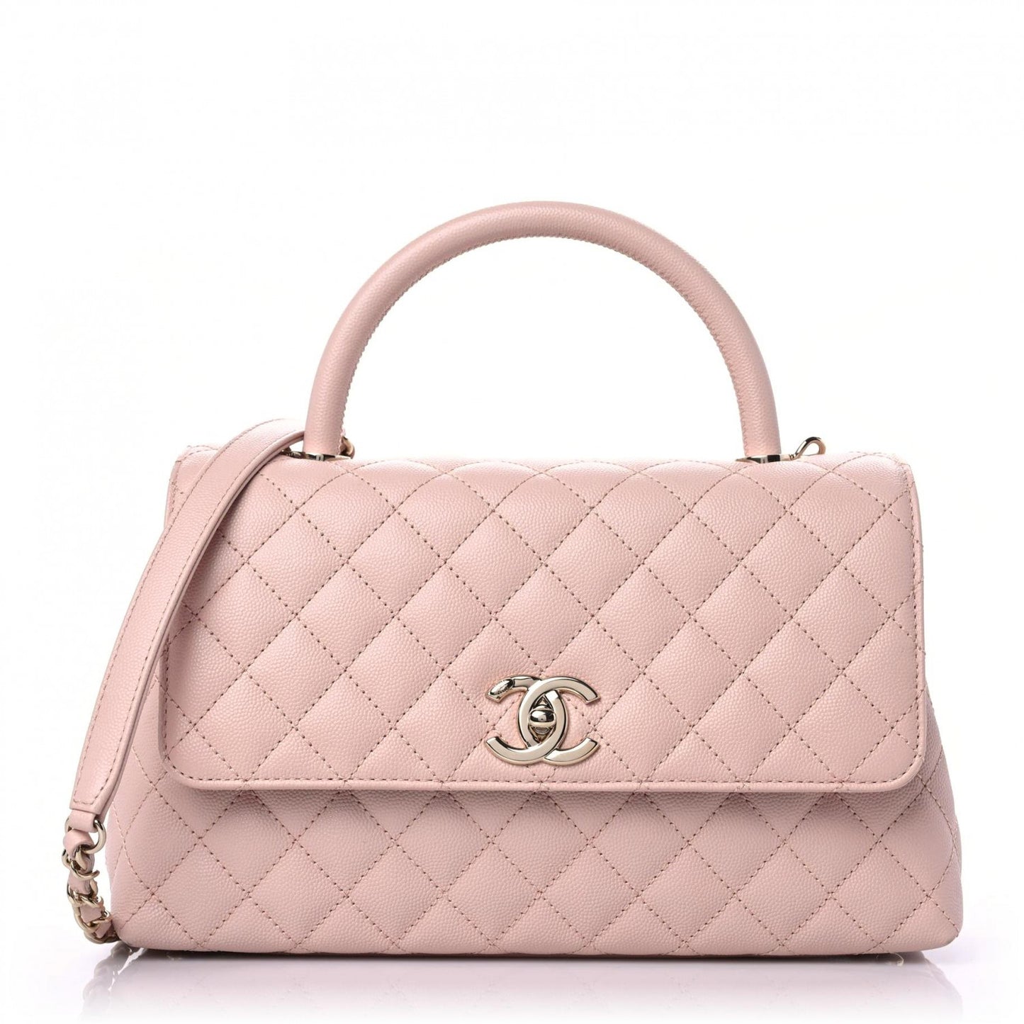 Caviar Quilted Small Coco Handle Flap Light Pink
