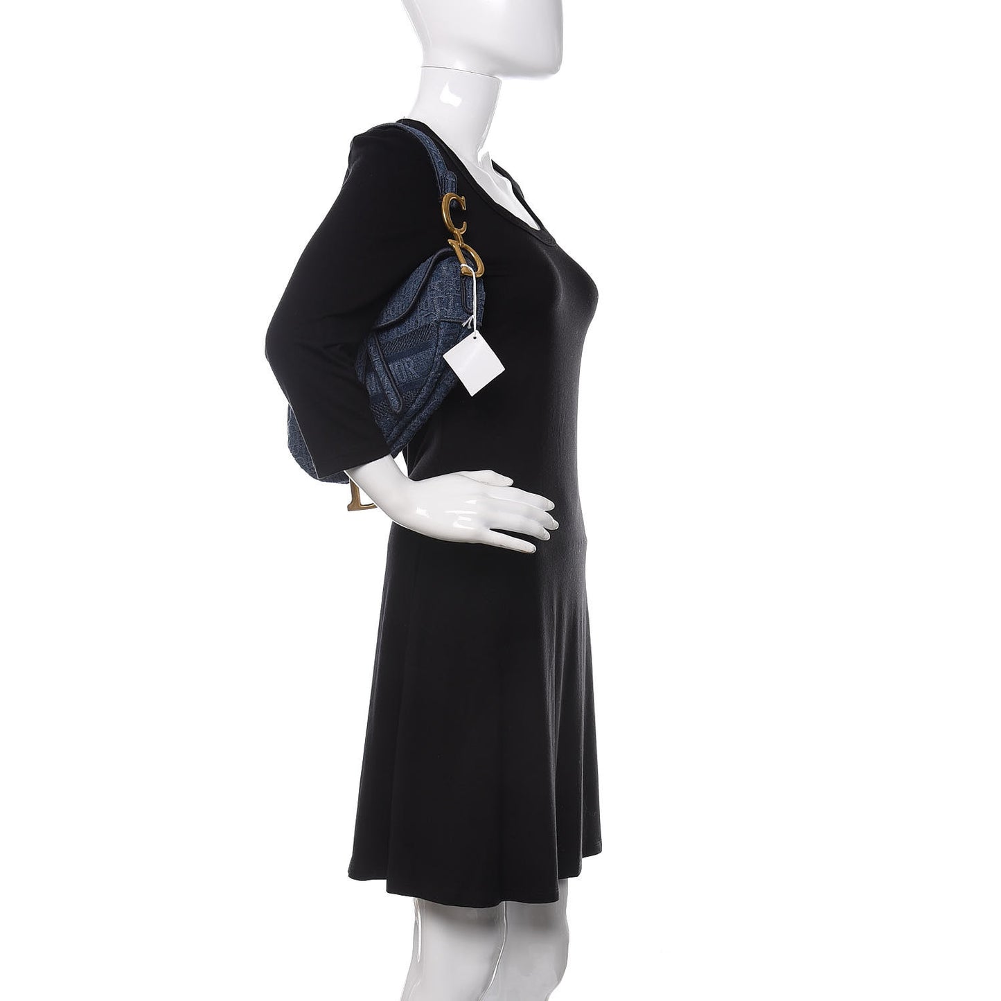 Oblique Embroidered Saddle Bag Denim Blue