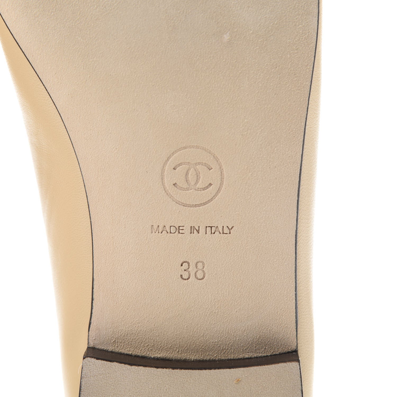Chanel Lambskin Cap Toe Ballerina Flats 38 Beige Black 7 of 10