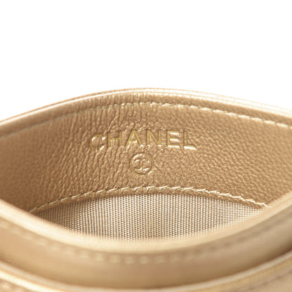 Chanel Metallic Goatskin Quilted Chanel 19 Card Holder Gold 6 of 9