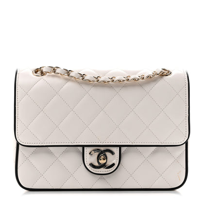 Chanel Lambskin Quilted Resin Graphic Frame Flap Bag White Black 1 of 10