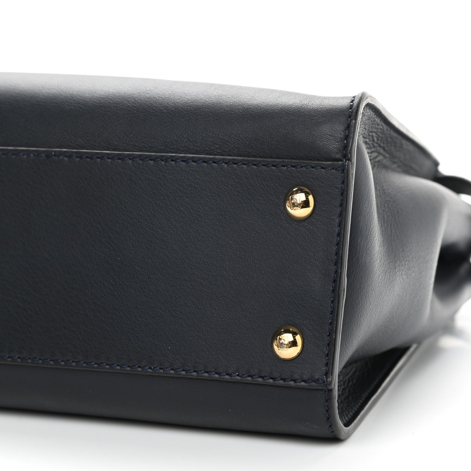 Fendi Vitello Seta Shiny Nappa Medium Peekaboo Iconic Satchel Blue Notte Turchese 11 of 13