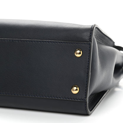 Fendi Vitello Seta Shiny Nappa Medium Peekaboo Iconic Satchel Blue Notte Turchese 11 of 13