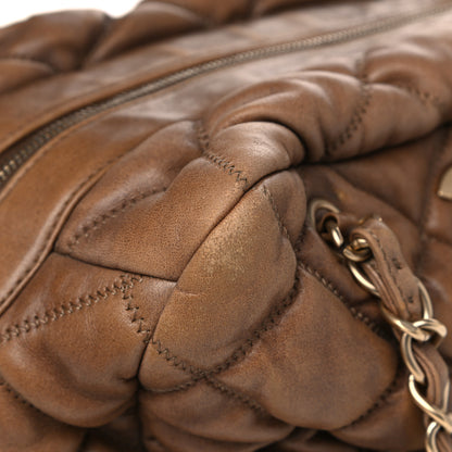 Chanel Calfskin Bubble Quilt Bowler Brown 22 of 28