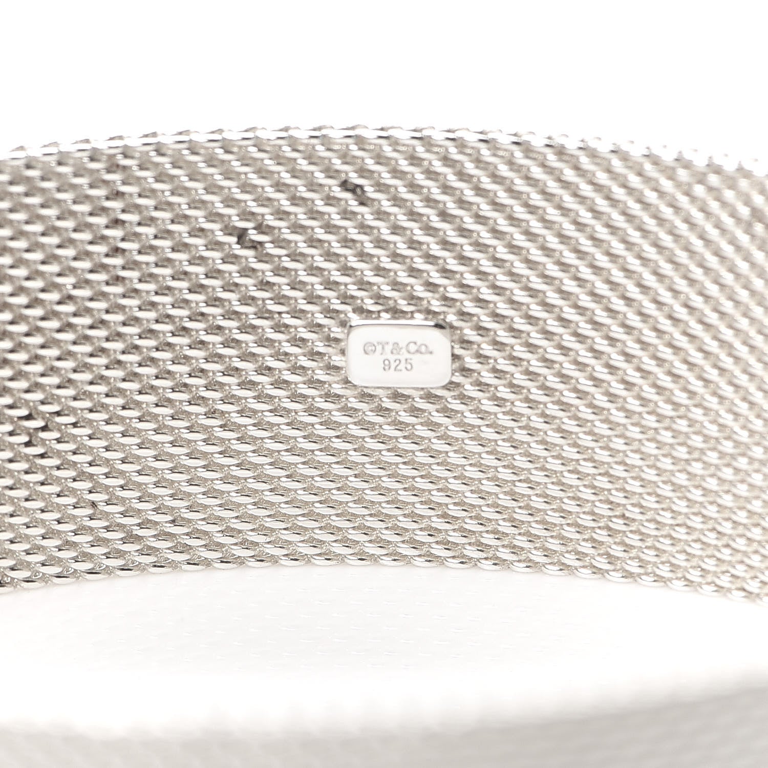 Tiffany Sterling Silver Wide Mesh Somerset Bangle Bracelet 4 of 7