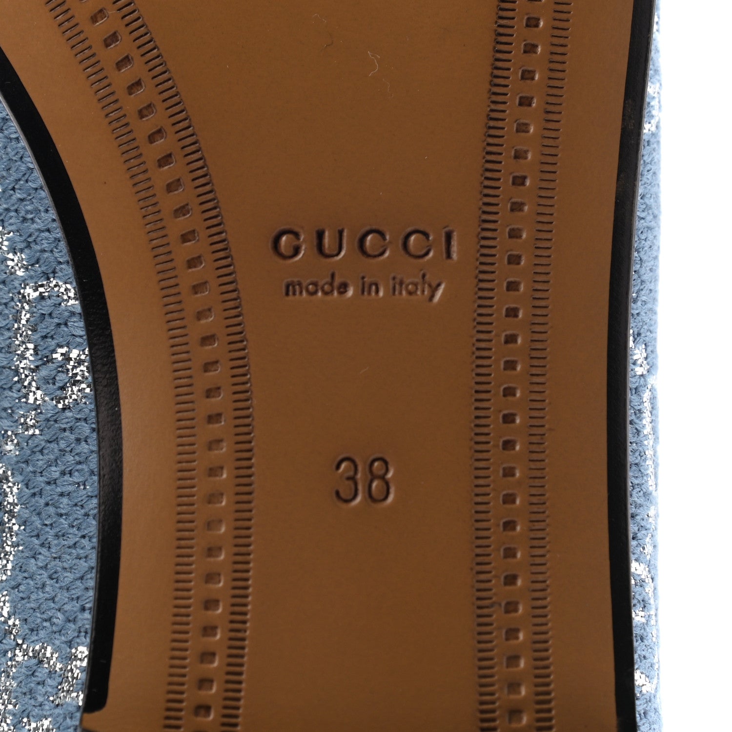 Gucci Canvas Lame GG Monogram Horsebit Womens Jordaan Loafers 38 Blue Silver 6 of 8