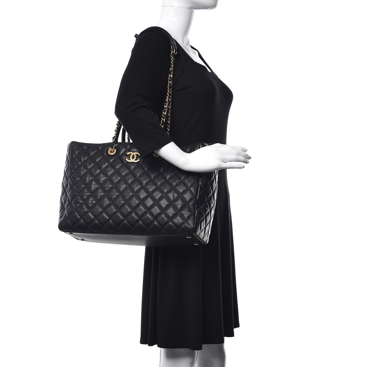Chanel Caviar Quilted Large Coco Handle Shopping Tote Black 2 of 10