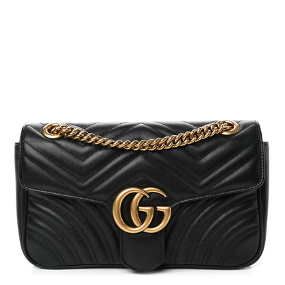 Gucci Calfskin Matelasse Small GG Marmont Shoulder Bag Black 1 of 4