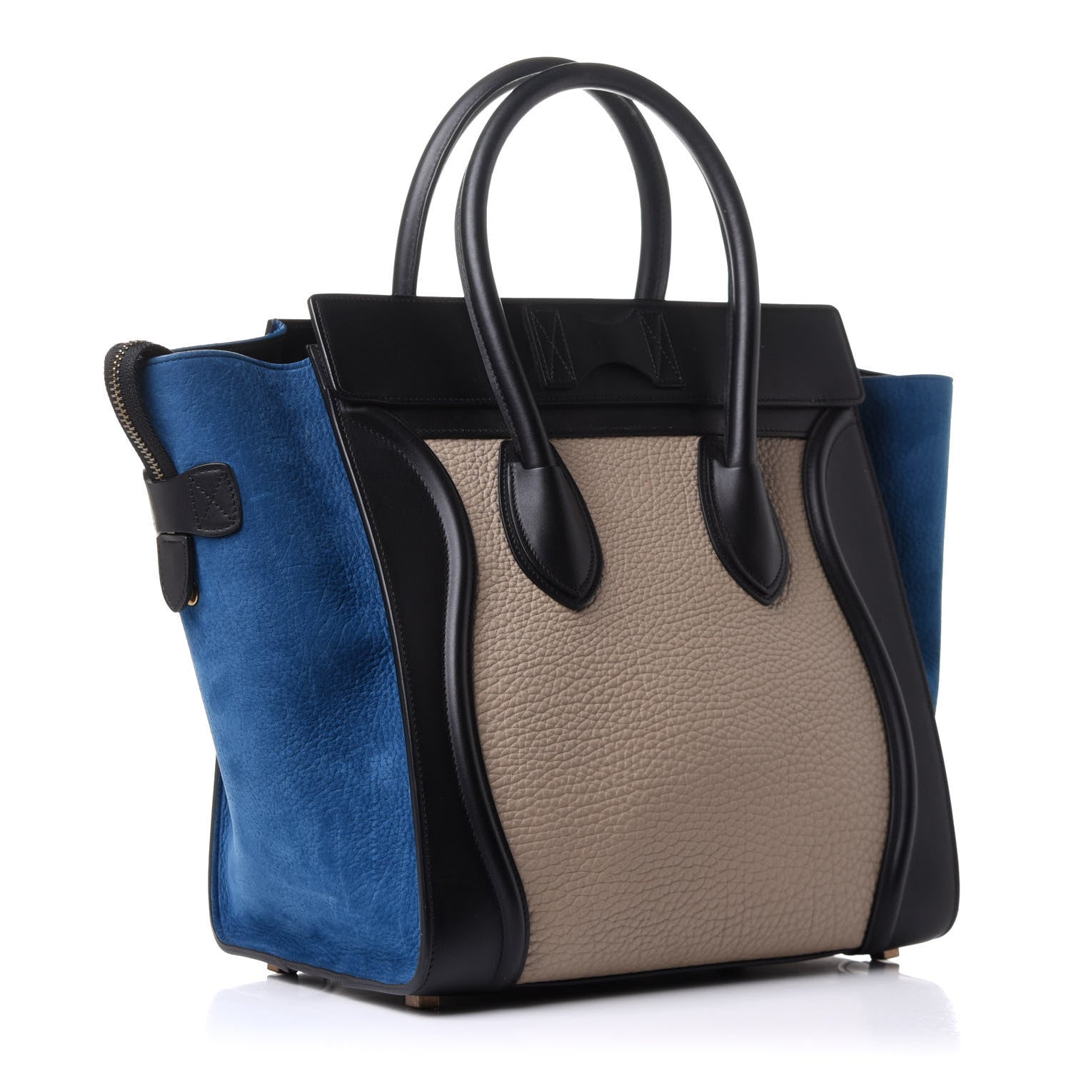 Celine Bullhide Calfskin Suede Mini Tri-Color Luggage Beige 2 of 15