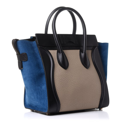 Celine Bullhide Calfskin Suede Mini Tri-Color Luggage Beige 2 of 15