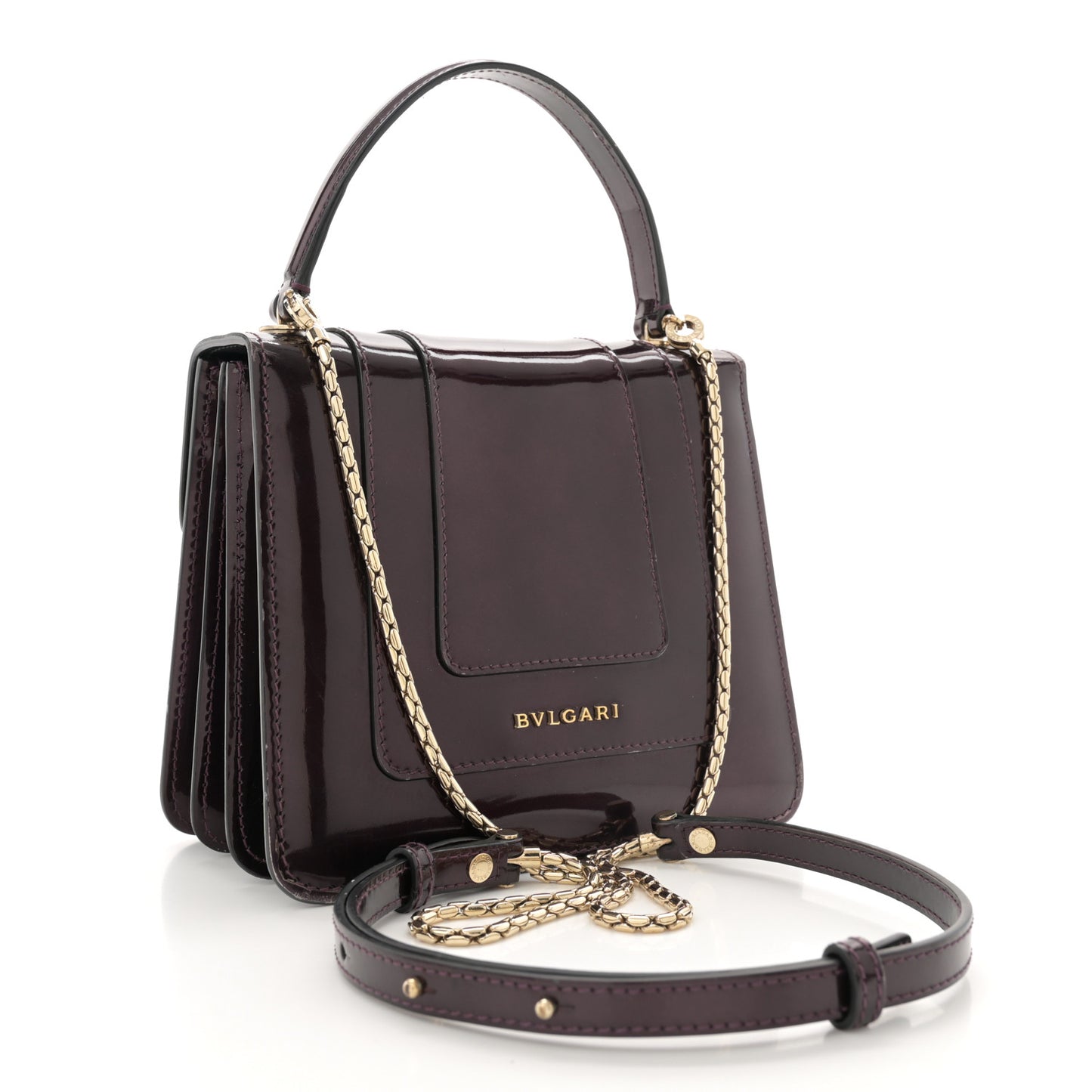 Metallic Calfskin Serpenti Forever Top Handle Dark Purple