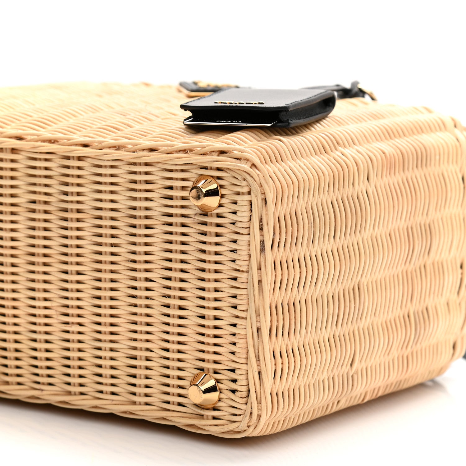 Prada Wicker Canvas Tote Naturale Black 9 of 9