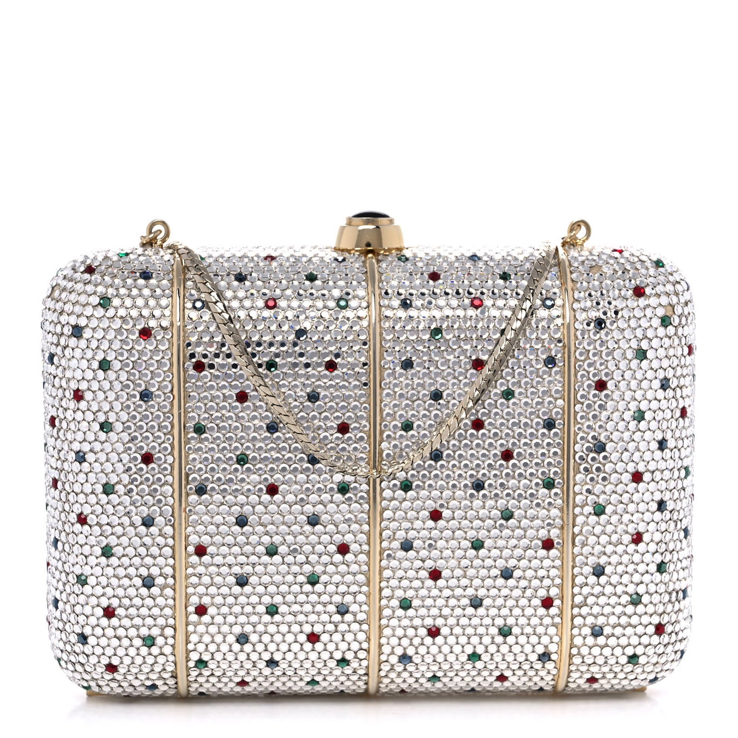 Swarovski Crystal Minaudiere Clutch Silver Multicolor