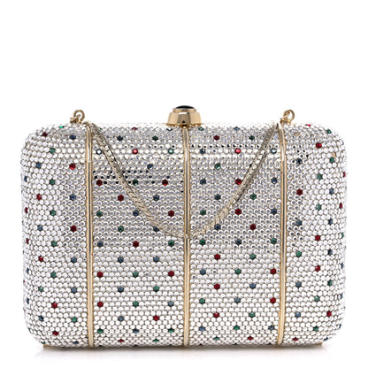 Judith Leiber Swarovski Crystal Minaudiere Clutch Silver Multicolor 2 of 16