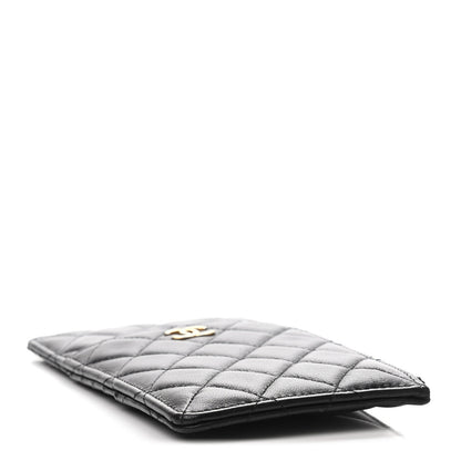 Chanel Lambskin Quilted Egyptian Amulet Classic Flat Wallet Pouch Black 3 of 4