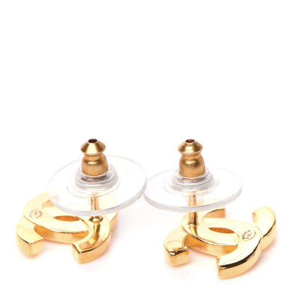 Chanel Metal CC Paris Button Stud Earrings Gold 3 of 5