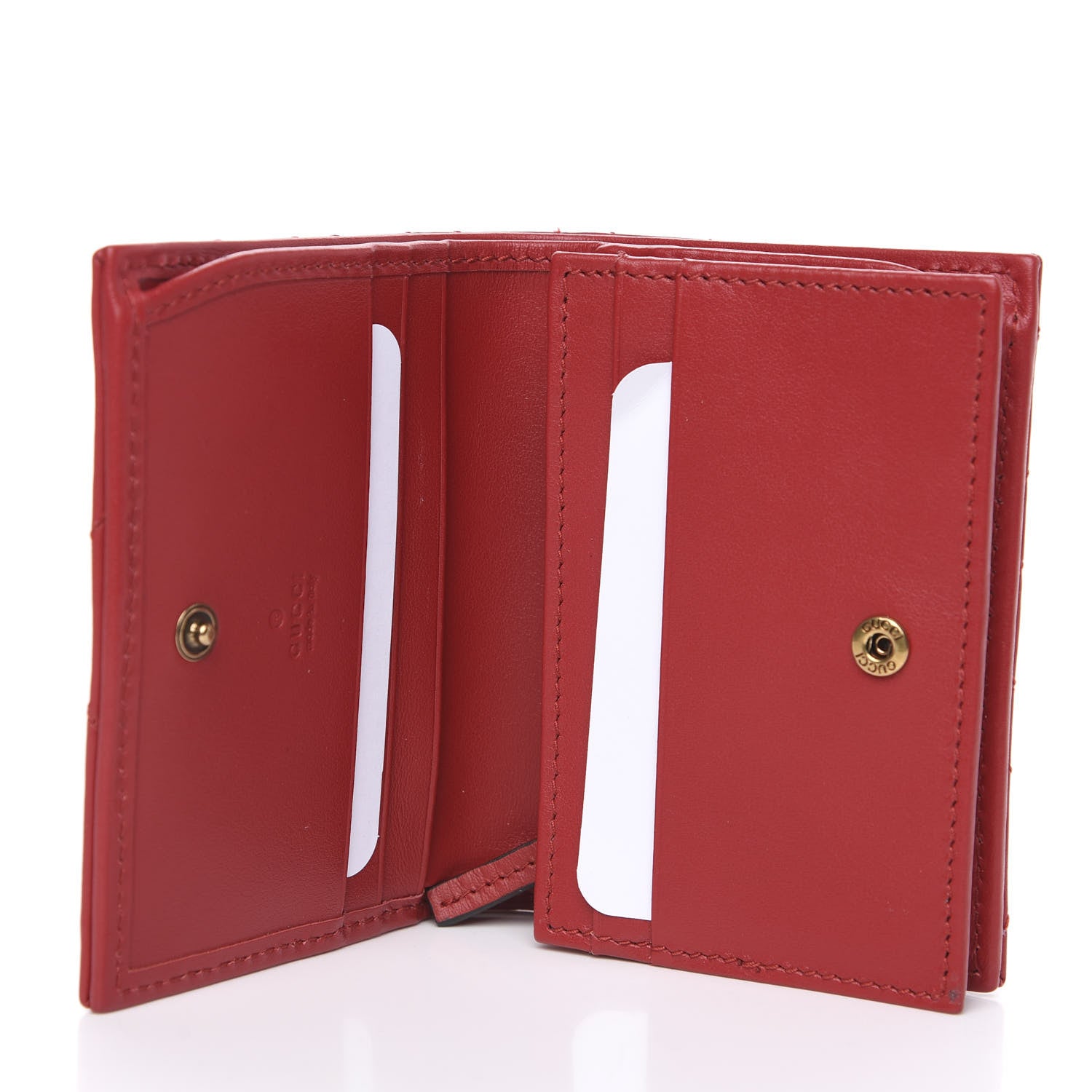 Gucci Calfskin Matelasse GG Marmont Card Case Wallet Hibiscus Red 4 of 6