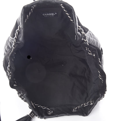 Chanel Goatskin Suede Calfskin Quilted Patchwork Drawstring Bag Black 5 of 10