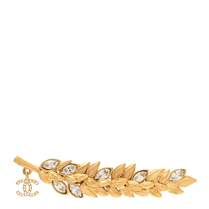 Chanel Crystal Sparkling Wheat CC Brooch Gold 1 of 5