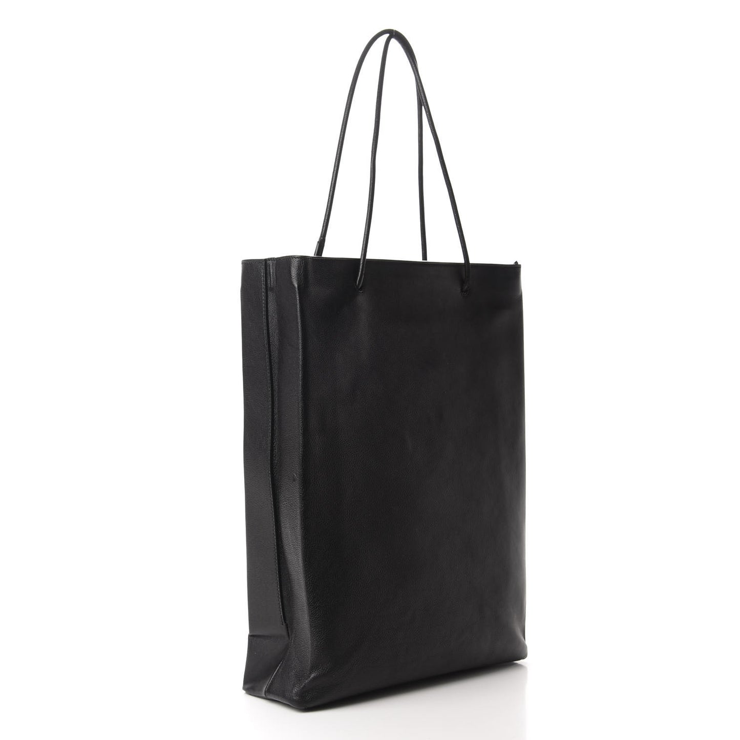 Calfskin Medium Logo North South Shopping Tote Black