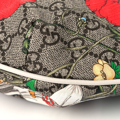 Gucci GG Supreme Monogram Flora Web Small Ophidia Half Moon Hobo White 12 of 13
