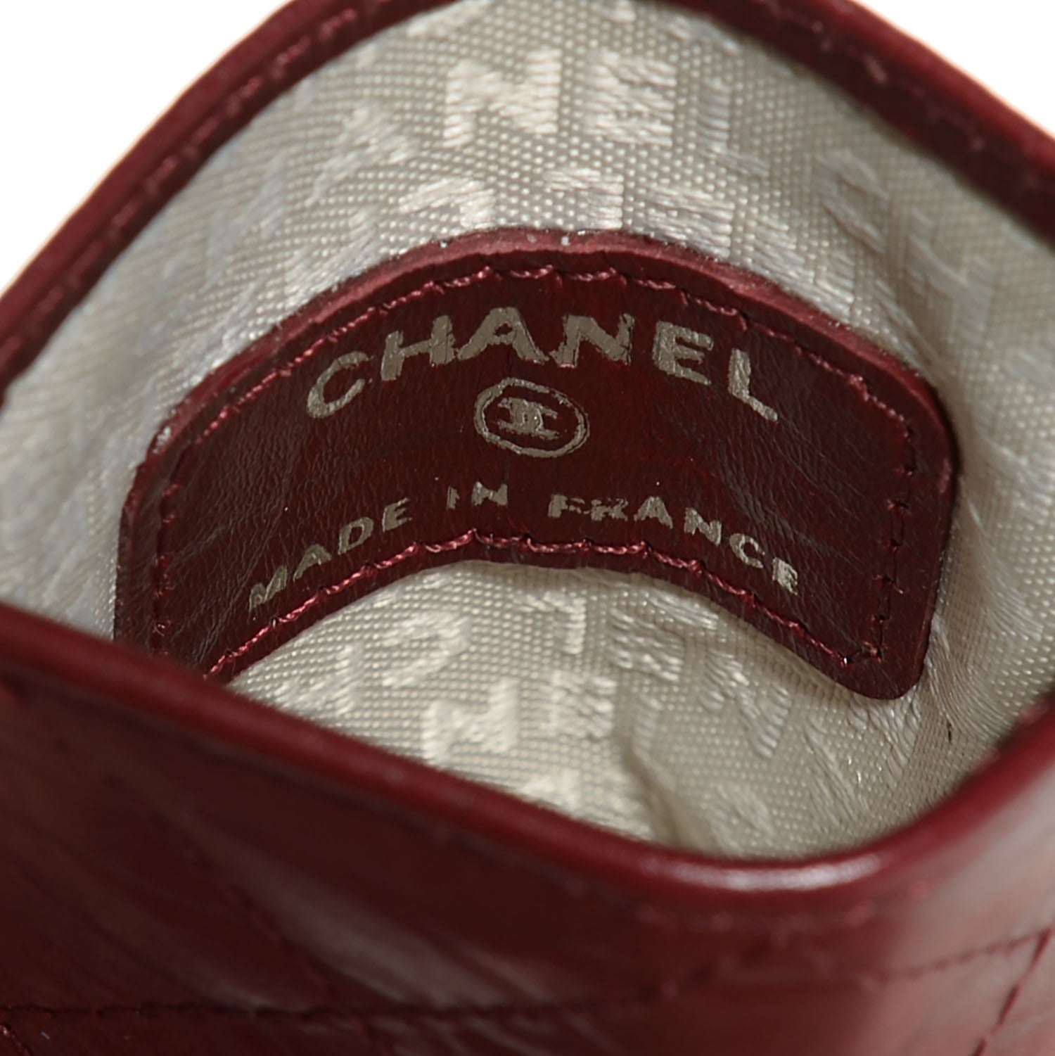Chanel Aged Calfskin Quilted Cambon Card Case Holder Dark Red 7 of 8