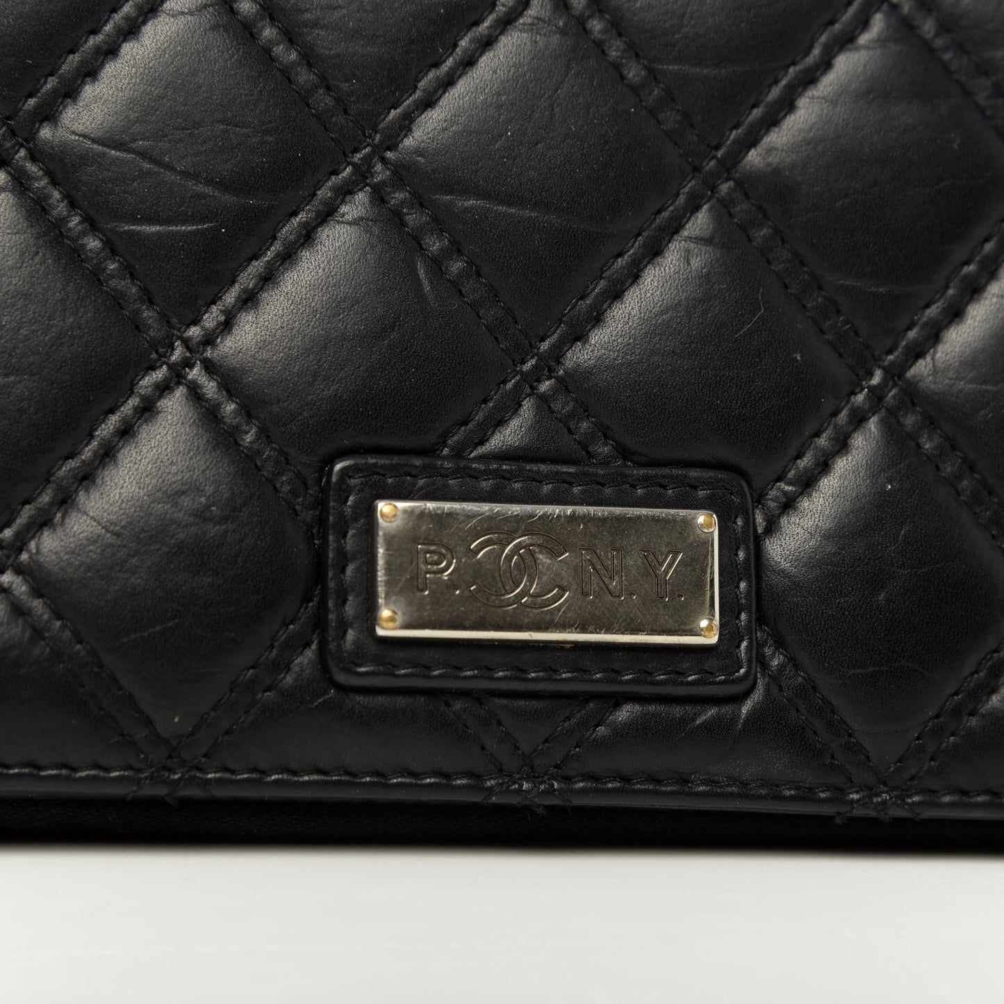 Aged Calfskin Quilted Paris New York PNY Wallet Black