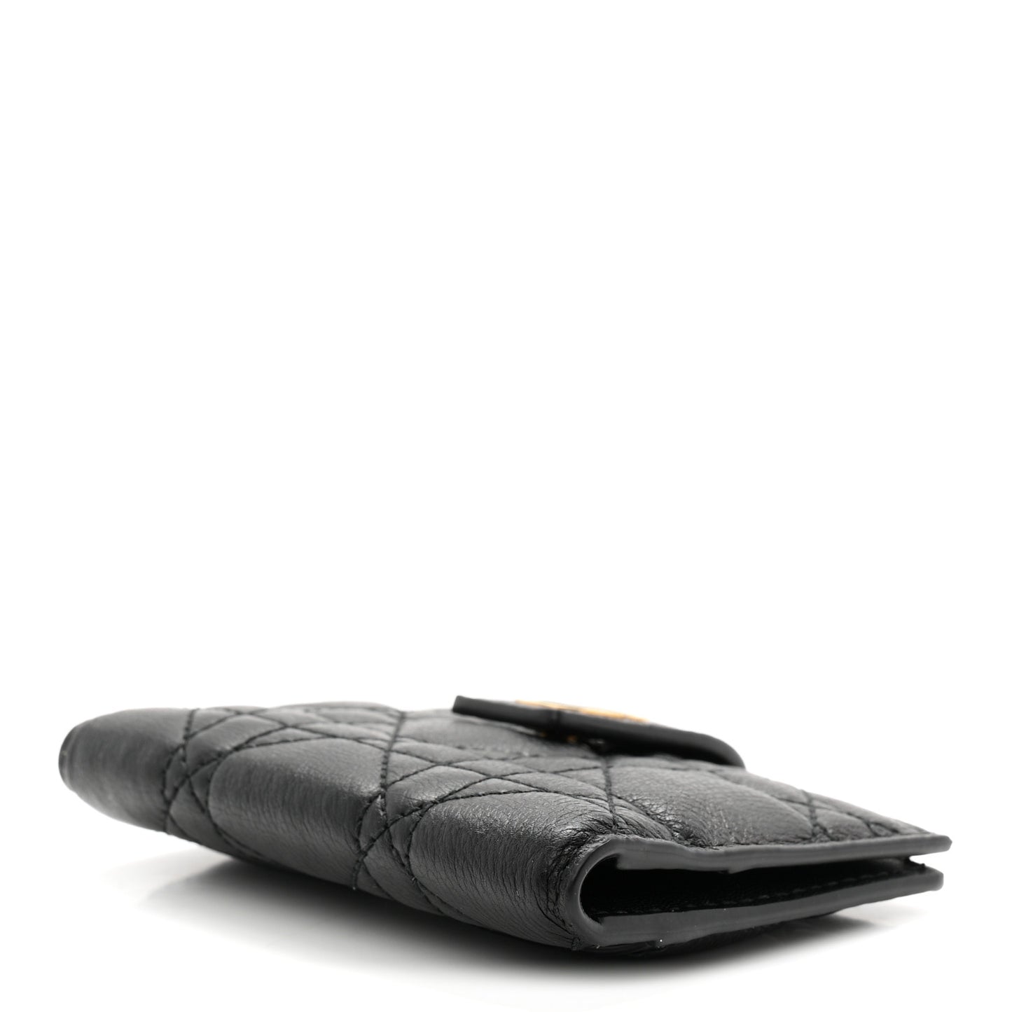 Supple Calfskin Cannage Caro Dandelion Card Holder Black