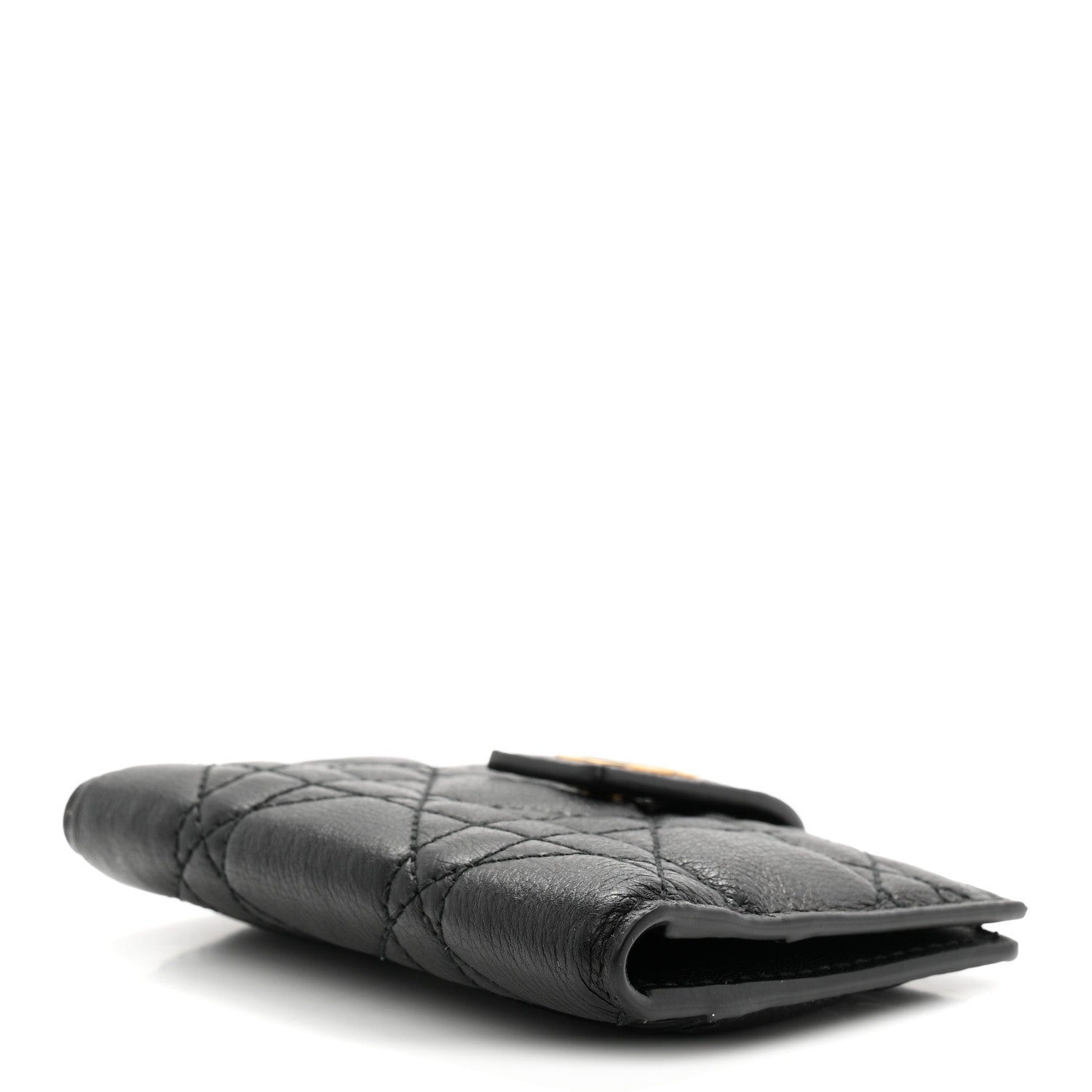 Christian Dior Supple Calfskin Cannage Caro Dandelion Card Holder Black 4 of 7