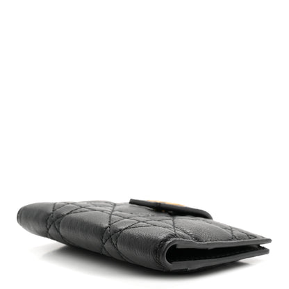 Christian Dior Supple Calfskin Cannage Caro Dandelion Card Holder Black 4 of 7