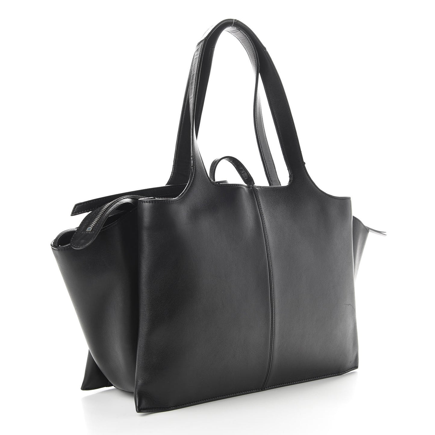 Supple Natural Calfskin Medium Tri-Fold Bag Black