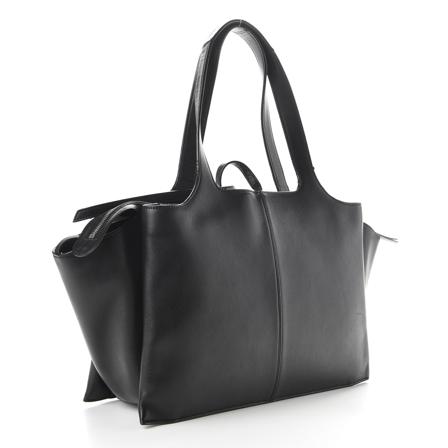 Celine Supple Natural Calfskin Medium Tri-Fold Bag Black 3 of 12