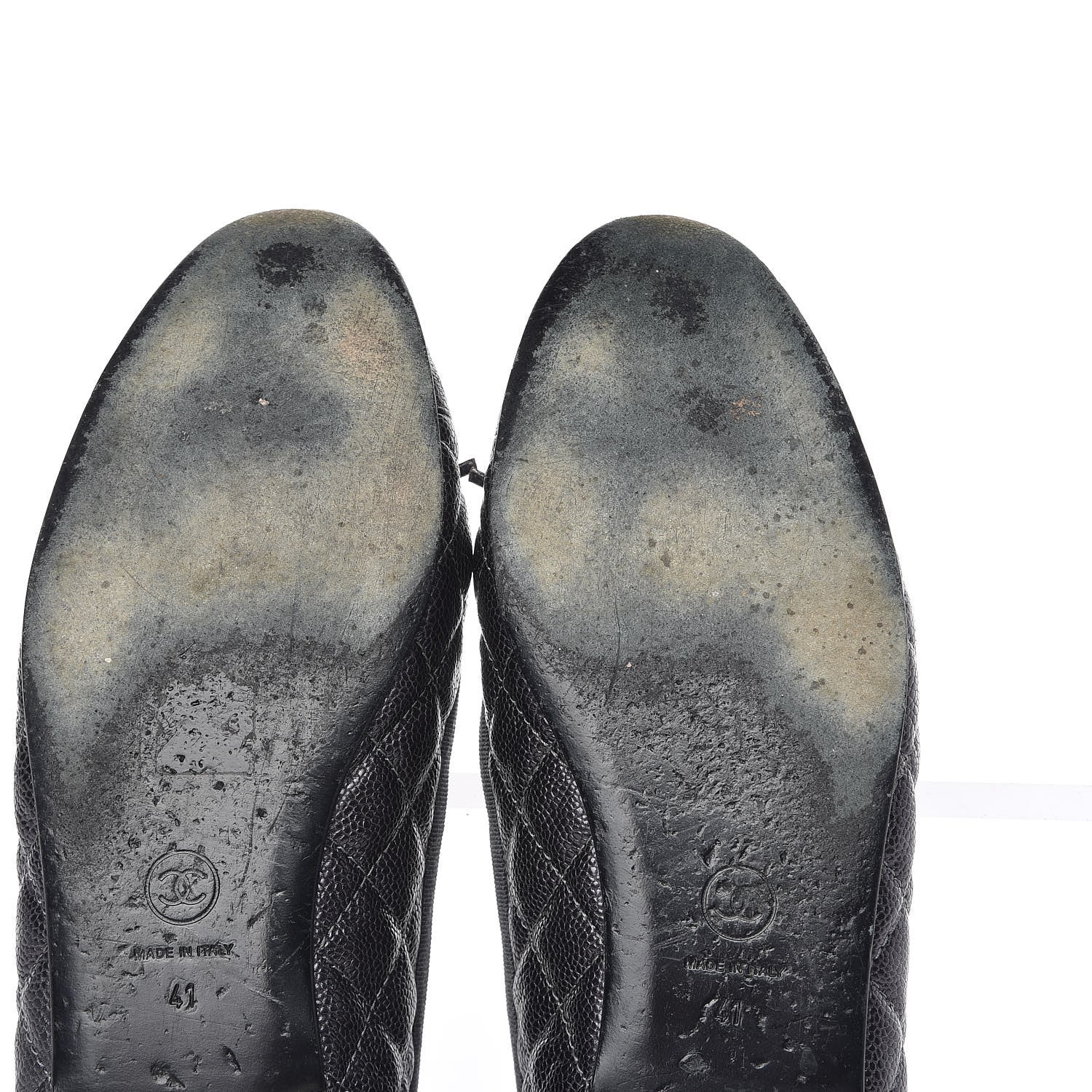 Chanel Metallic Caviar Quilted Cap Toe Ballerina Flats 41 Anthracite 15 of 19