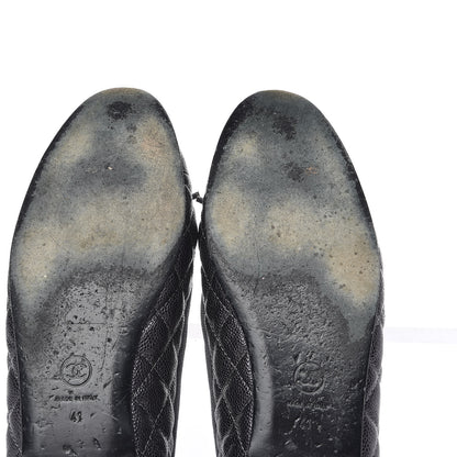 Chanel Metallic Caviar Quilted Cap Toe Ballerina Flats 41 Anthracite 15 of 19