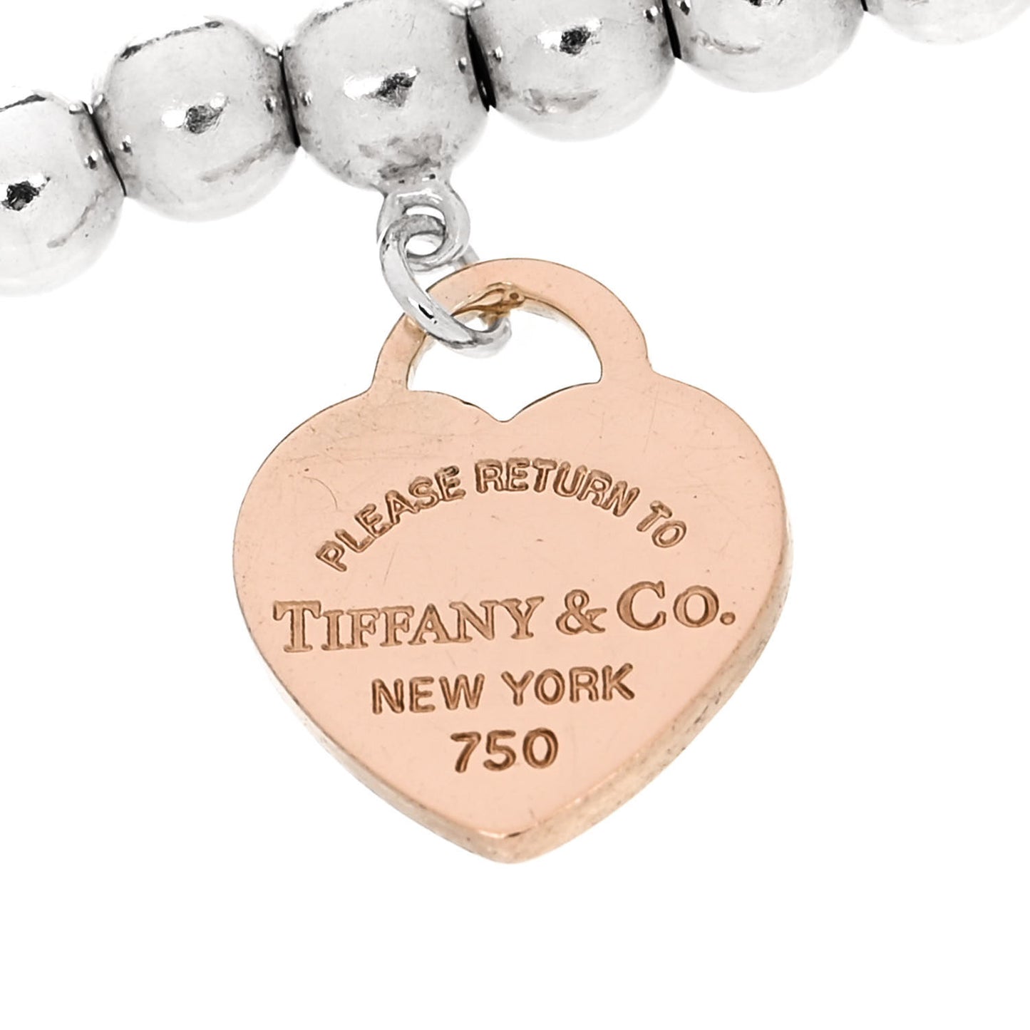 Sterling Silver 18K Rose Gold Return to Tiffany Heart Bead Bracelet