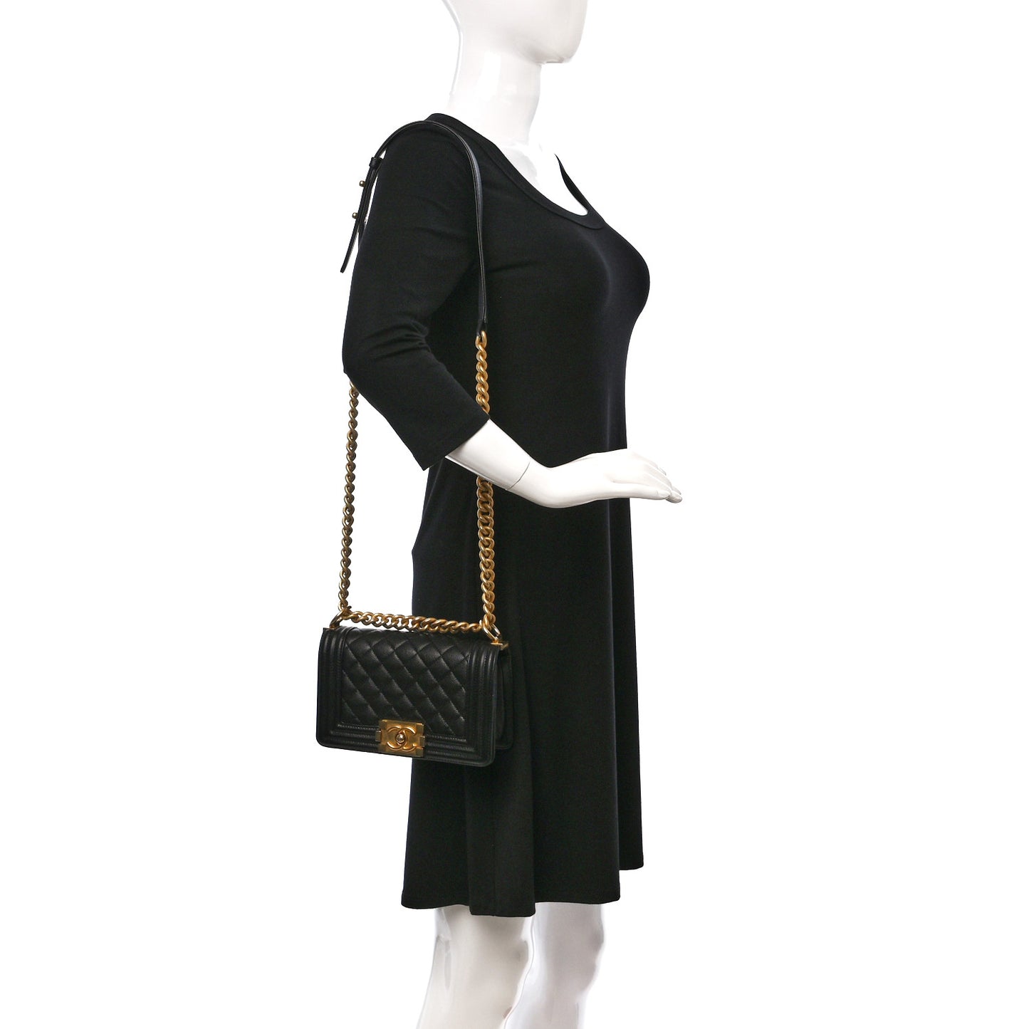 Caviar Quilted Small Boy Flap Black