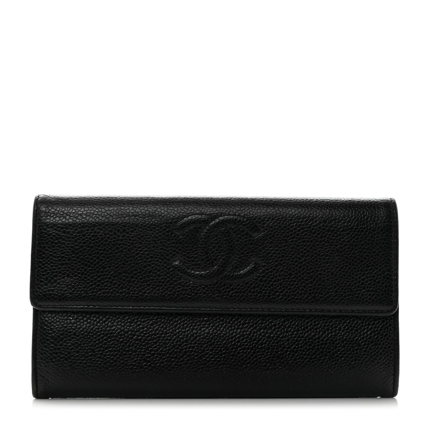 Caviar Timeless CC Large Gusset Flap Wallet Black