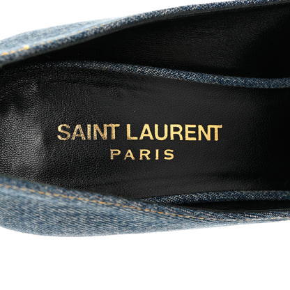 Saint Laurent Denim Classic Paris Escarpin V 105 Skinny Pumps 37 Light Blue 7 of 12