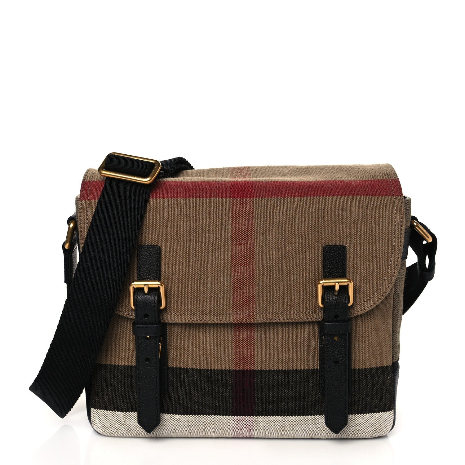 Burberry Canvas Mega Check Large Baildon Messenger Bag Black 1 of 11