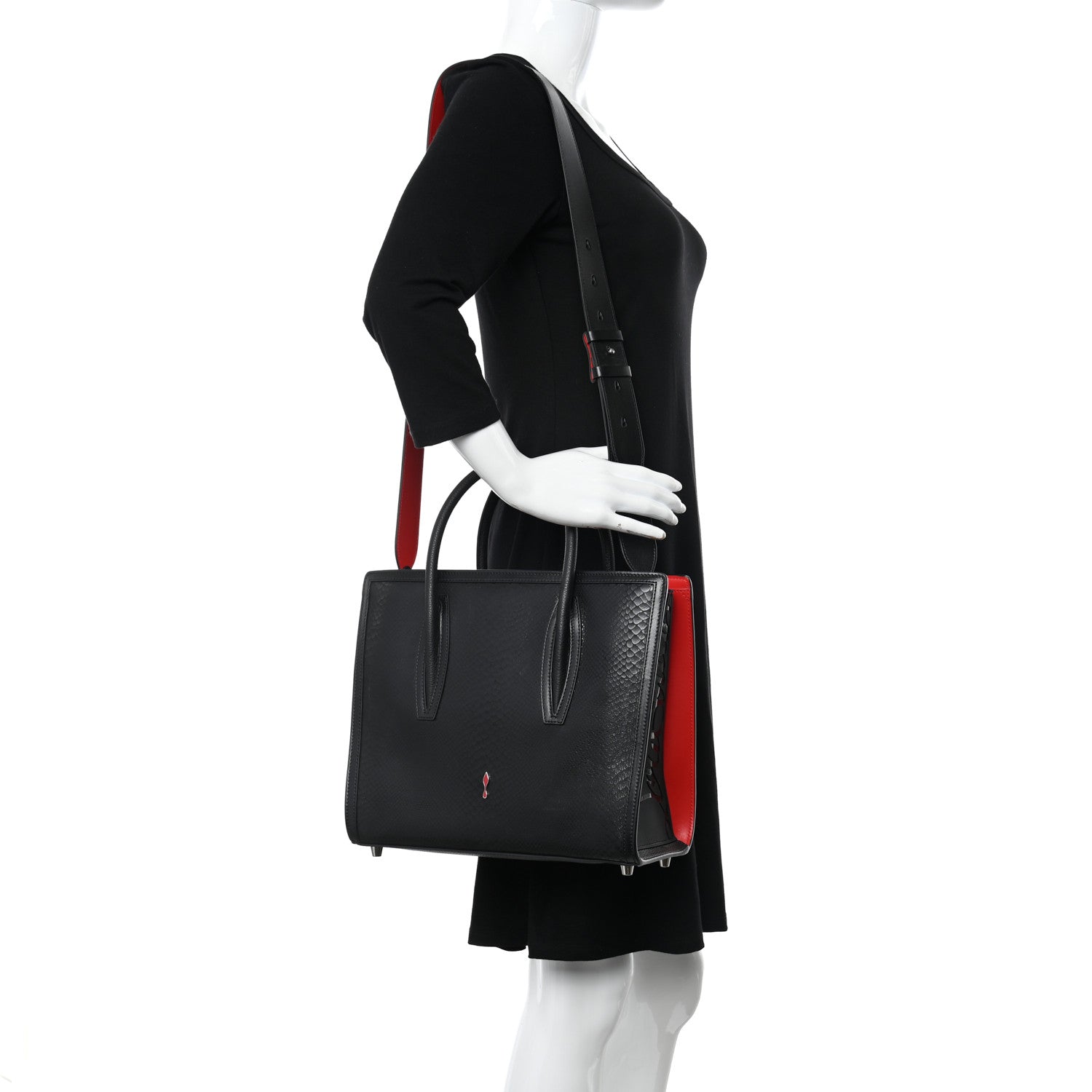 Christian Louboutin Snakeskin Medium Paloma Tote Black 2 of 9