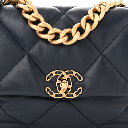 Chanel Lambskin Quilted Large Chanel 19 Flap Navy Blue 8 of 10