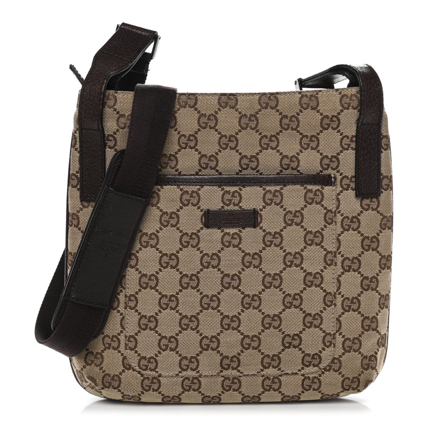 Gucci Monogram Flat Messenger Bag Dark Brown 1 of 14