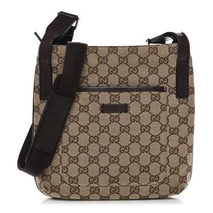 Gucci Monogram Flat Messenger Bag Dark Brown 1 of 14