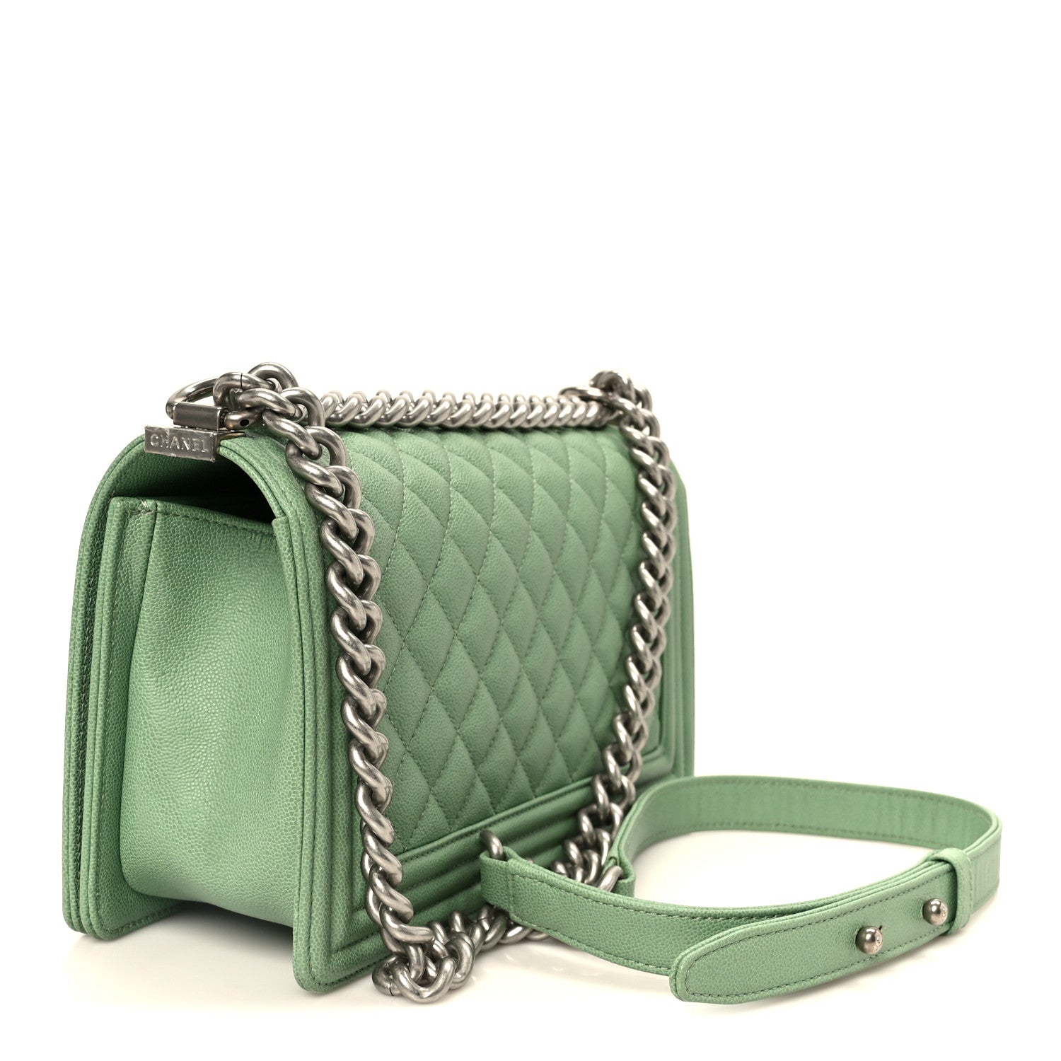 Chanel Caviar Quilted Medium Boy Flap Green 3 of 10