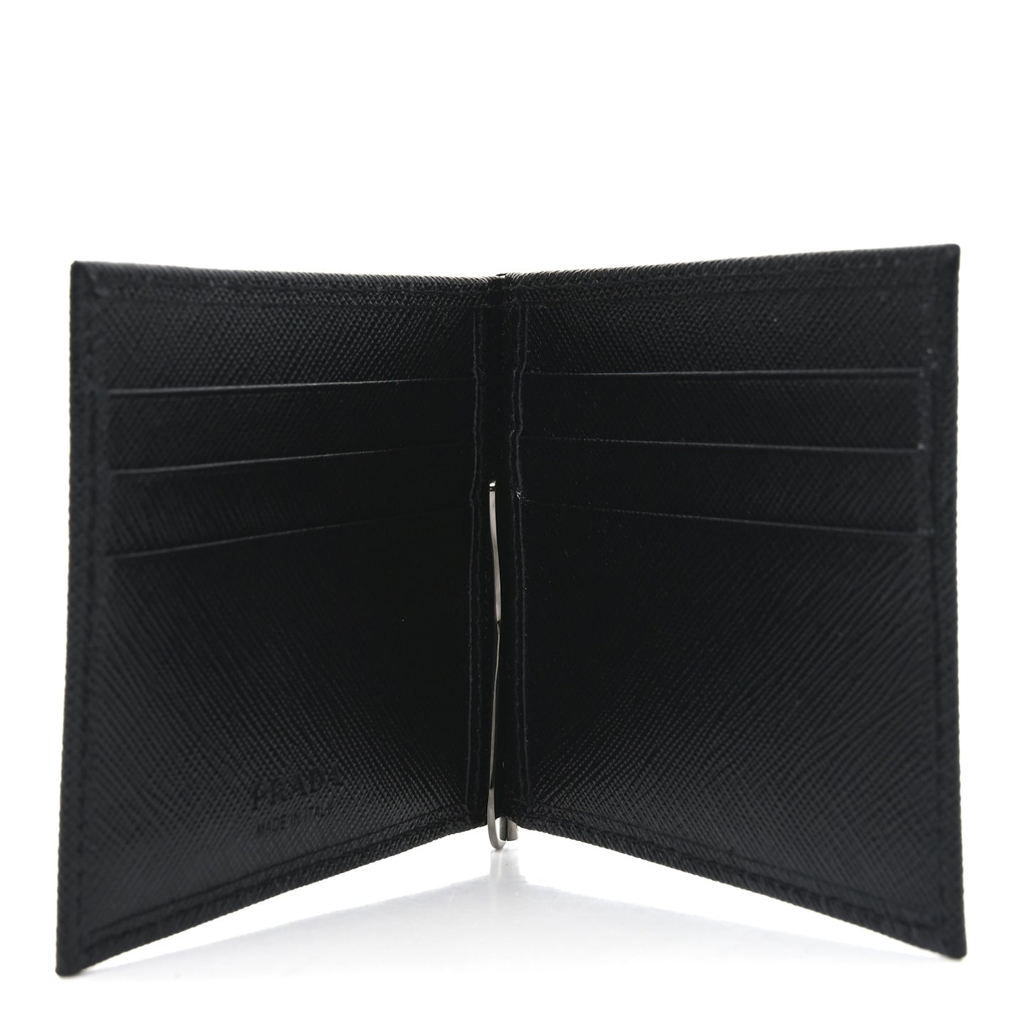 Saffiano Money Clip Bi-Fold Wallet Black