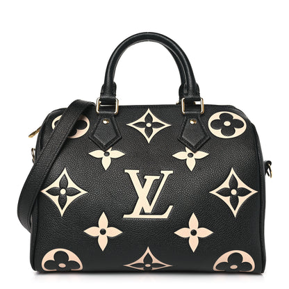 Louis Vuitton Empreinte Monogram Giant Speedy Bandouliere 25 Black Beige 1 of 8