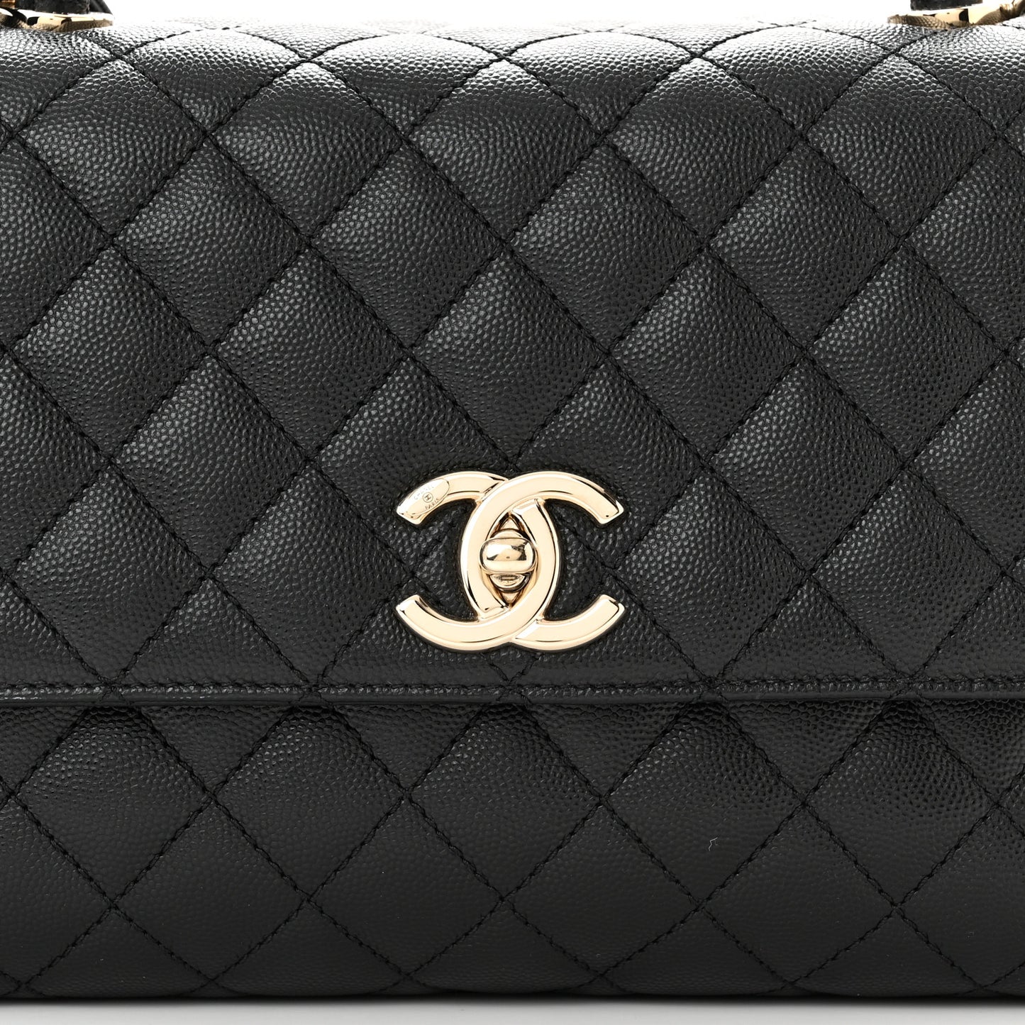 Caviar Quilted Small Coco Handle Flap Black